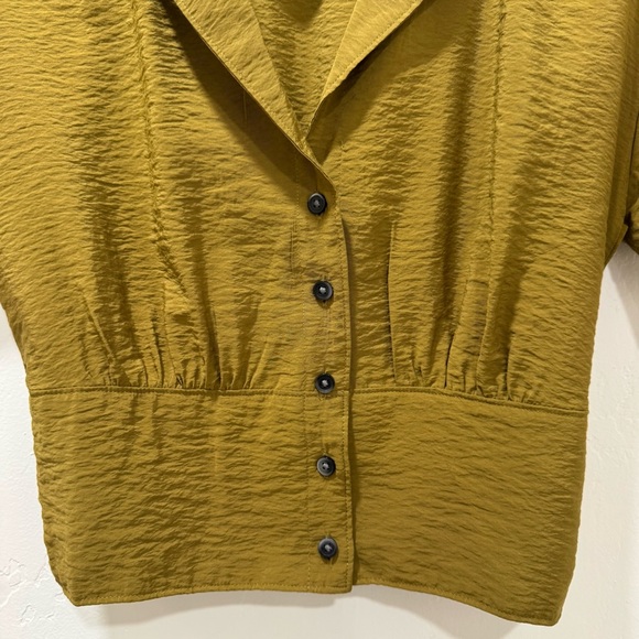 Madewell Drapey Banded-Bottom Button-Down Top Women's XS Spiced Olive - Picture 7 of 15